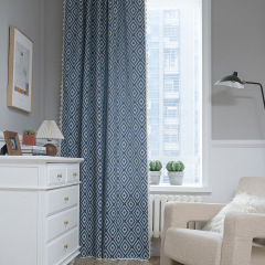 Imanqi Yun Curtain Finished Product – Striped, Embroidered, Green, Solid Color, Contrasting Design, Semi-Blackout Kitchen Curtain in Country Style for Bay Windows