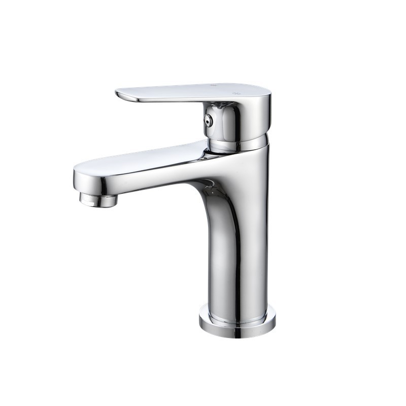 Toda la pistola de cobre, lavabo de baño simple y alto gris, grifo de agua fría y caliente, gabinete de baño, lavabo, grifo de una sola mano, hogar