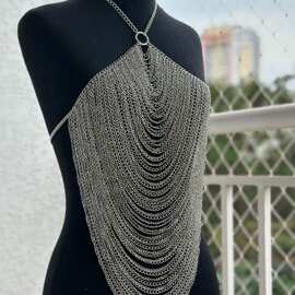 欧美跨境多层身体链 裹胸露背胸链 女士时尚流苏一体链body chain