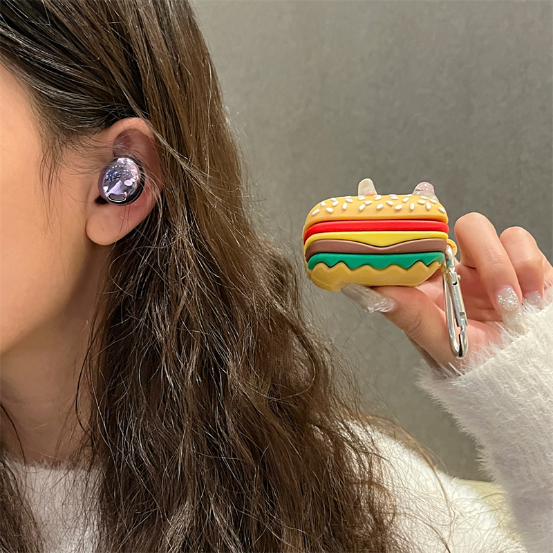 Suitable for Samsung buds fe wireless Bluetooth headset protective cover fun hamburger food buds2pro silicone soft