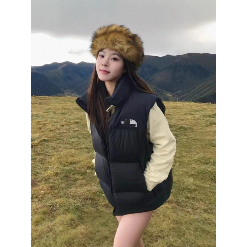 Putian North Face 1996 down Vest Unisex Winter Warm Fluffy Embroidered Vest Jacket Cold-Proof