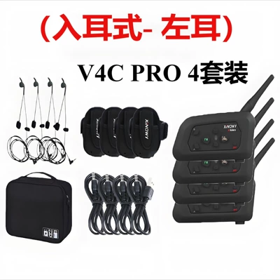 answering and referee headset Motorcycle Helmet Headset - v4c-pro4-set-left-ear-referee-intercom-headset