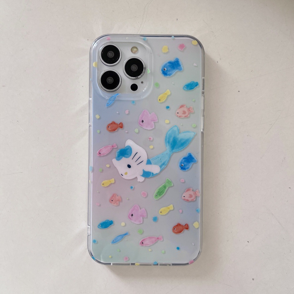 Fun color pez sirena kt para iphone16ProMax Apple 15 funda para teléfono 14 chica 13 nuevo