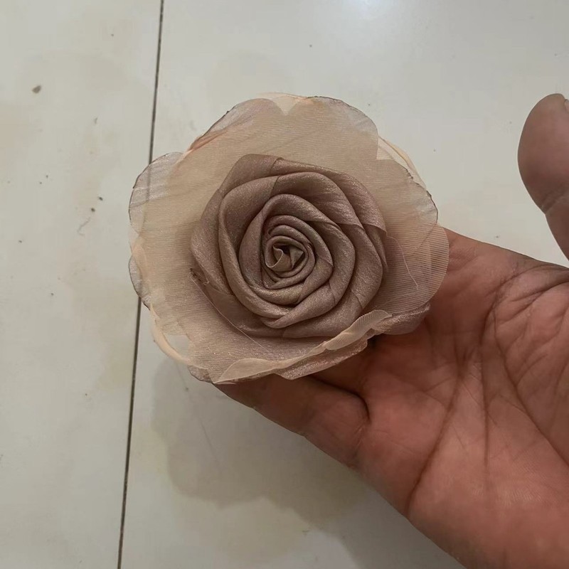 Caro同款烤边布艺花朵9cm立体烧边花朵diy发饰鞋帽胸花饰品配件|undefined