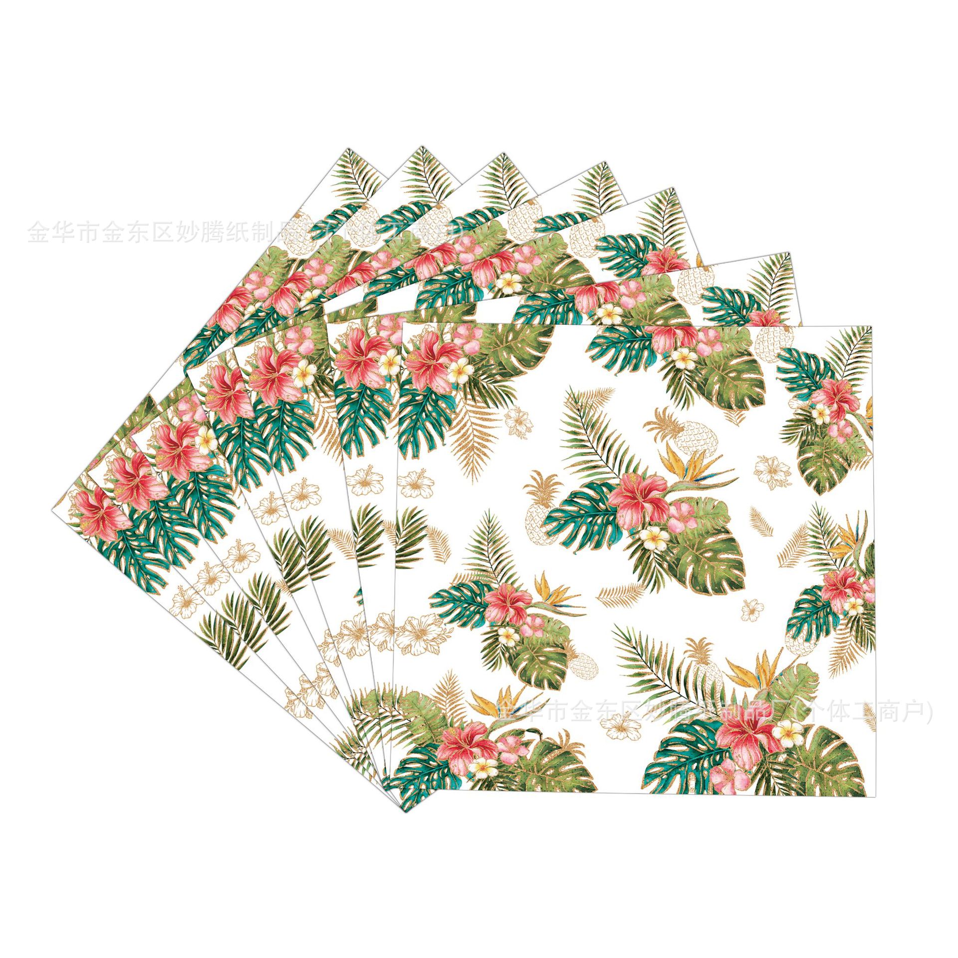 Transfronterizo nuevo verano vegetal tropical cubiertos de fiesta familiar tazas de papel toallas de papel conjunto de bandeja de papel desechable