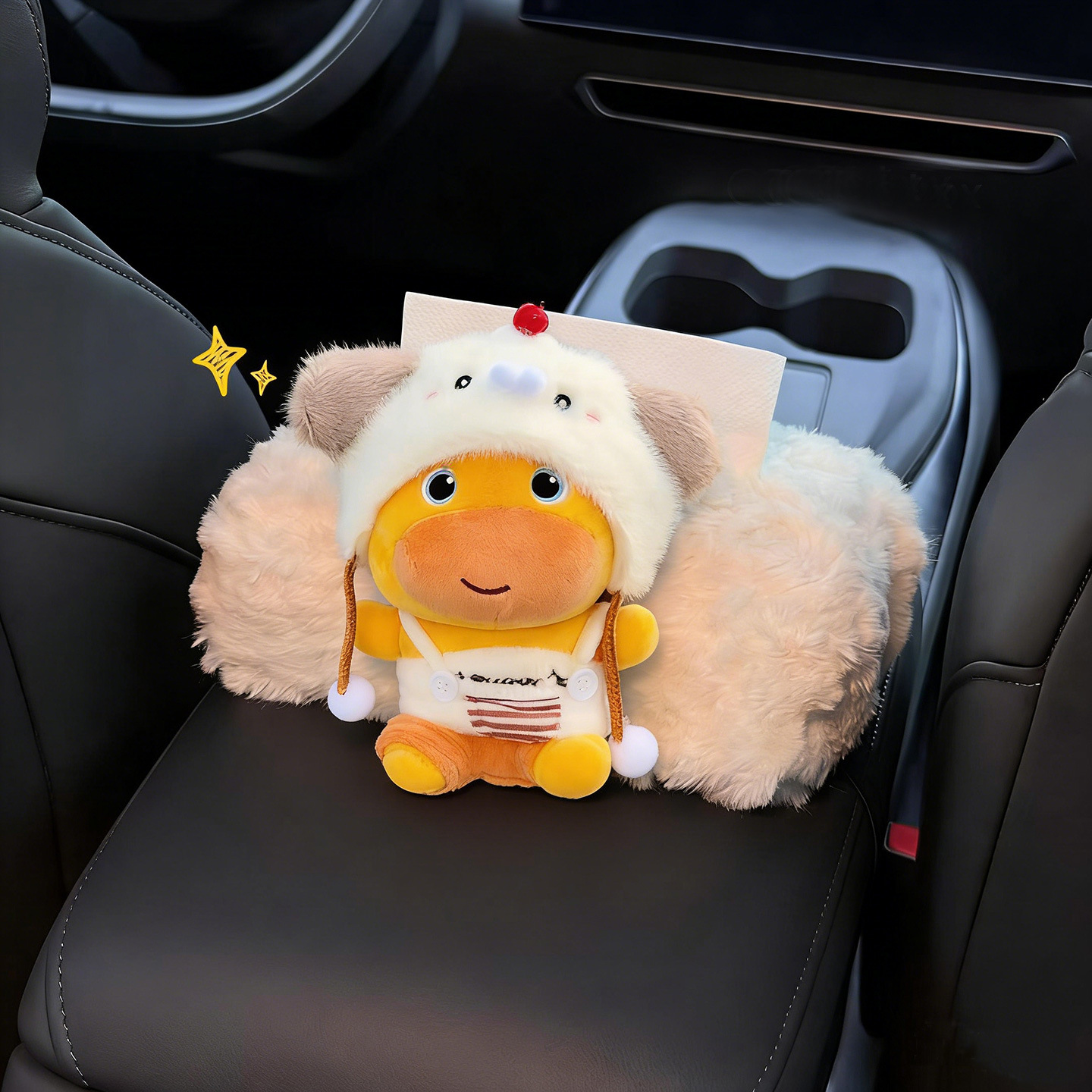 Authentic Capybara Lulu Car Tissue Box Creative Car Tissue Holder Multifunctional Tissue Box for Car Armrest Box