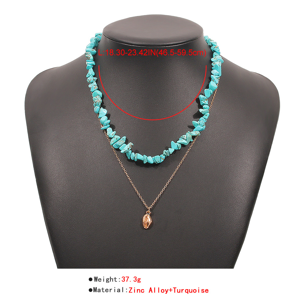 Retro Double Necklace Turquoise Necklace Wholesale Nihaojewelry display picture 5