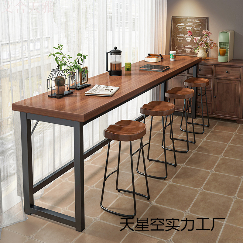 Wall-Mounted Bar Table, Long Table, Home Balcony, Narrow Table, Milk Tea Shop, Bar, High Table and Chair Combination, Commercial