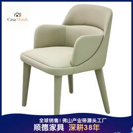 意式设计师创意仿古皮艺餐椅时尚酒店会所接待洽谈扶手靠背单人椅