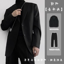暗黑系小西装男套装感外套垫肩宽松痞帅韩版潮流dk休闲西服男