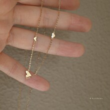 S925纯银镀金三颗小爱心项链女 冷淡风气质吊坠简约锁骨链