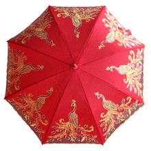 BC10长柄自动雨伞大红色新娘伞结遮阳公主伞晴雨伞婚庆伞可印广告