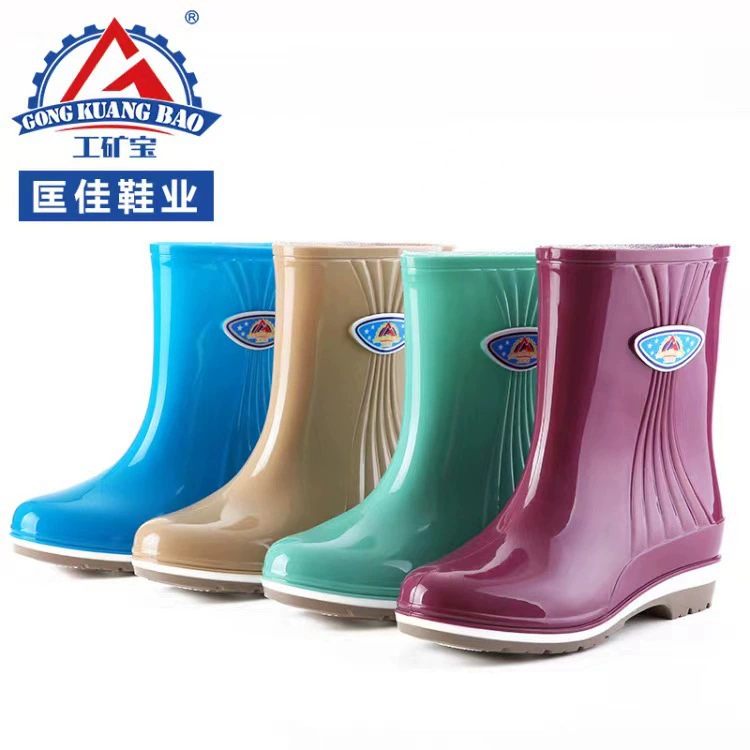 Gong Minbao 168 женская средняя труба модная дождевая обувь стройка аквакультура дождевая обувь нескользящая и износостойкая резиновая обувь обувь дождевая обувь