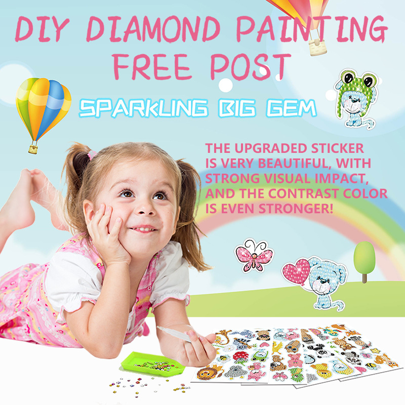 Pegatinas de animales de dibujos animados superventas Pintura de diamantes gratis pegatinas DIY pegatinas de pared de ladrillo para niños pegatinas hechas a mano diamante redondo