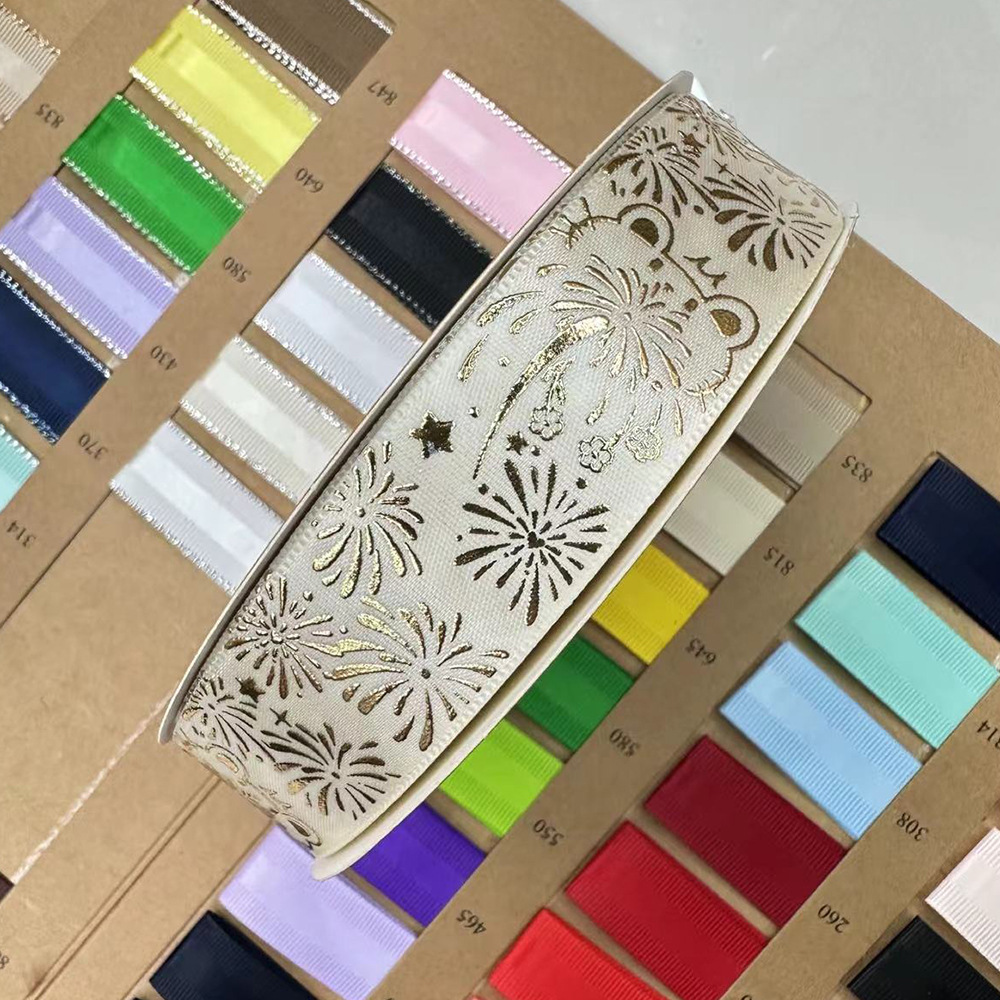 2.5CM fuegos artificiales gatos estampado cinta de estampado en caliente barras de estampado mano para la cinta de regalo de mano decoración cinta de embalaje