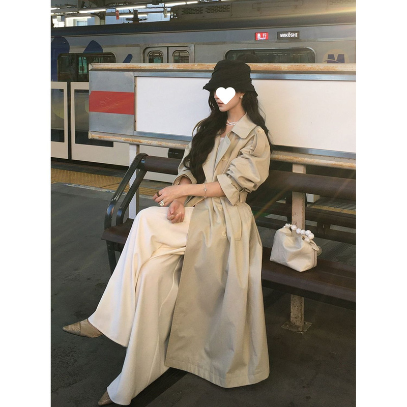 财阀女主 气质双排扣风衣外套女秋季新款英伦风高级感中长款大衣|undefined