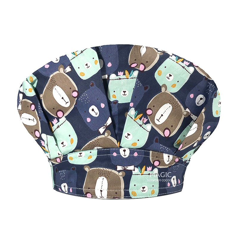 Tapa de operación directa de fábrica impresión femenina pequeño animal lindo sombrero de enfermera algodón salón de belleza odontología oral sombrero