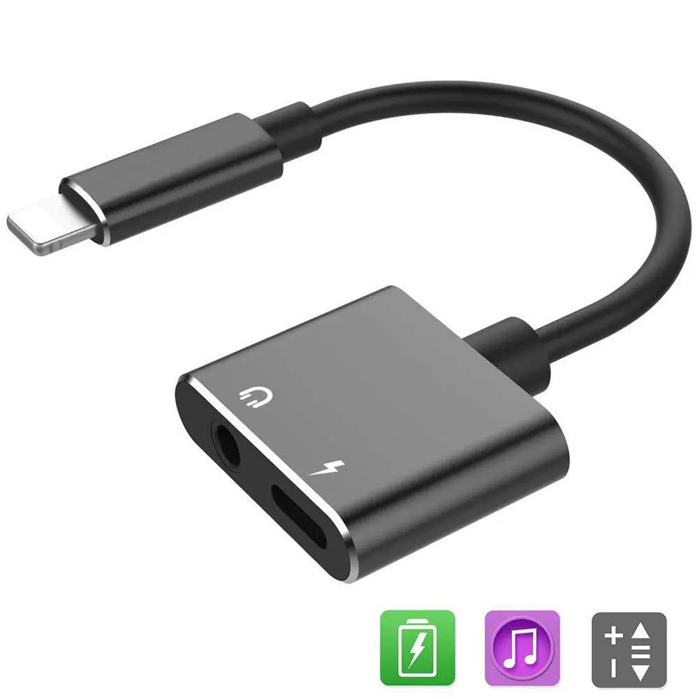 Подходит для Apple Double Lightning адаптер lightning к 3.5mm аудио зарядка 2-в-1