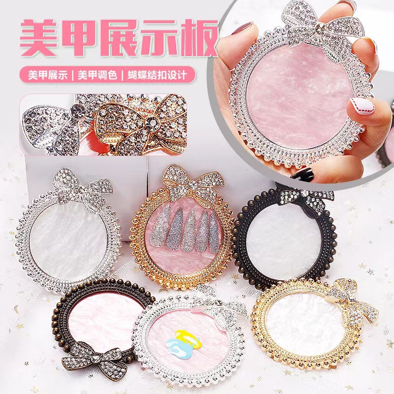 Estilo japonés en línea celebridad uñas diamante arco pantalla color placa retro pantalla marco mano modelo tiro trabajo soporte de exhibición