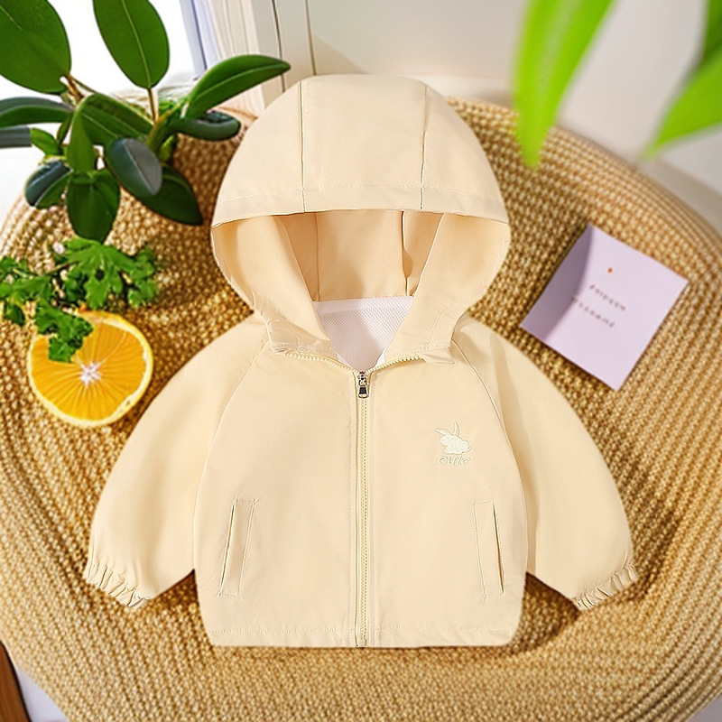 Chaqueta Infantil de Primavera con Bordado de Conejo 867 para Niños y Niñas, Cortavientos de Color Sólido a la Moda para Primavera y Otoño image 3