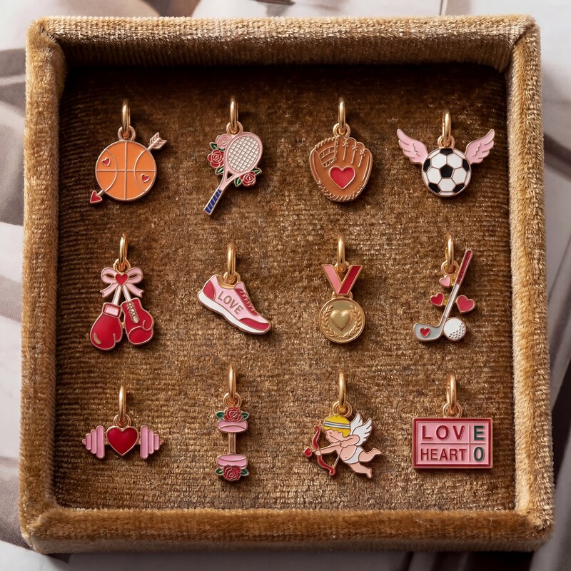 European and American Cross-Border New DIY Casual Fashion Trendy Pendants Cute Sports Niche Gold Color-Preserving Accessories Stainless Steel European and American Cross-Border New DIY Casual Fashion Trendy Pendants Cute Sports Niche Gold Color-Preserving Accessories Stainless Steel