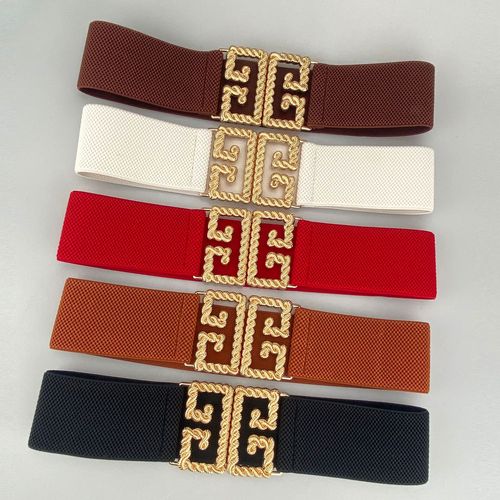 Korean style fashionable high-elastic fully elastic buckle decorative dress with wide belt for women elastic waist girdle for women