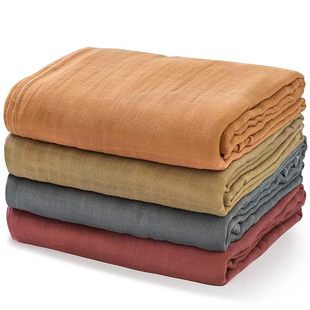 Amazon European and American Cross-Border Bamboo Cotton Pure Color Gauze Bath Towel Double Layer Muslin Baby Wrap Blanket Swaddling Blanket