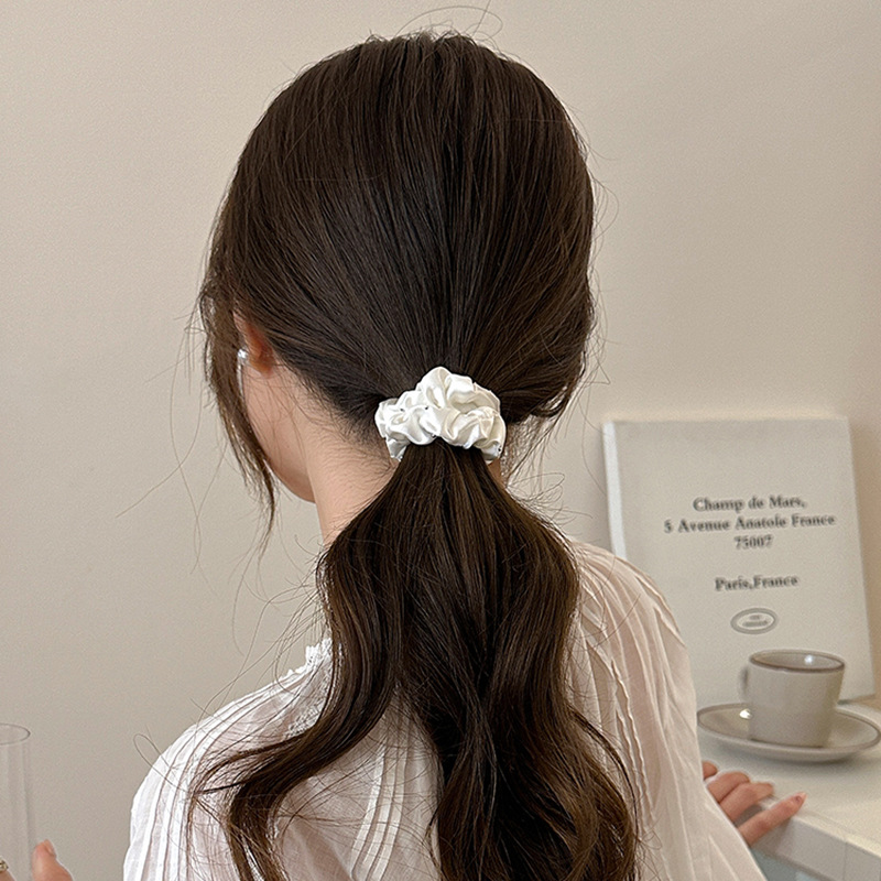 Perforación de alta elasticidad, anillo de pelo del intestino delgado, bolas de cuero cabelludo, cuerdas de pelo, tela simple, adornos de cabello de cola de caballo, cuerdas de cabello plegadas