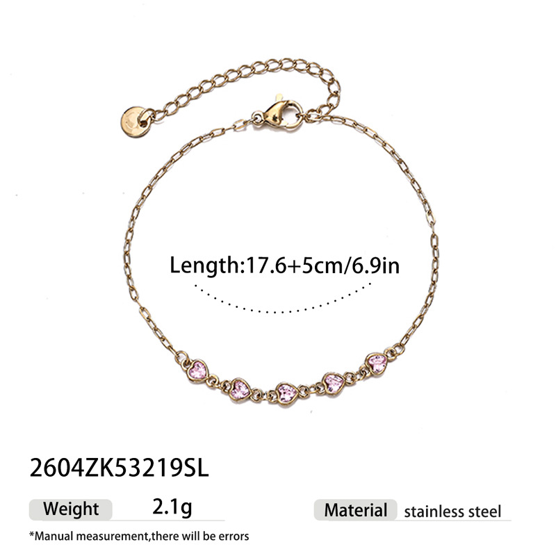 Tina Europa y los Estados Unidos acero inoxidable transfronterizo simple universal vacío electrodeposición diamante amor pulsera de zirconio color joyas de nicho para mujeres