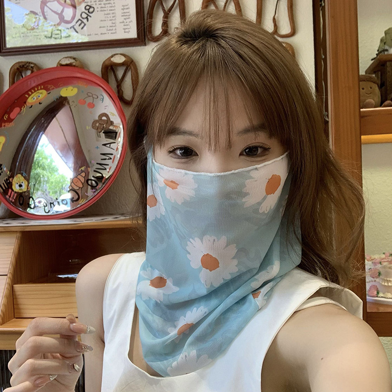 Máscara de protección solar, protección para el cuello, estilo fino de verano, nueva máscara de impresión de todo fósforo, bicicleta al aire libre, conducción, máscara de oreja colgante