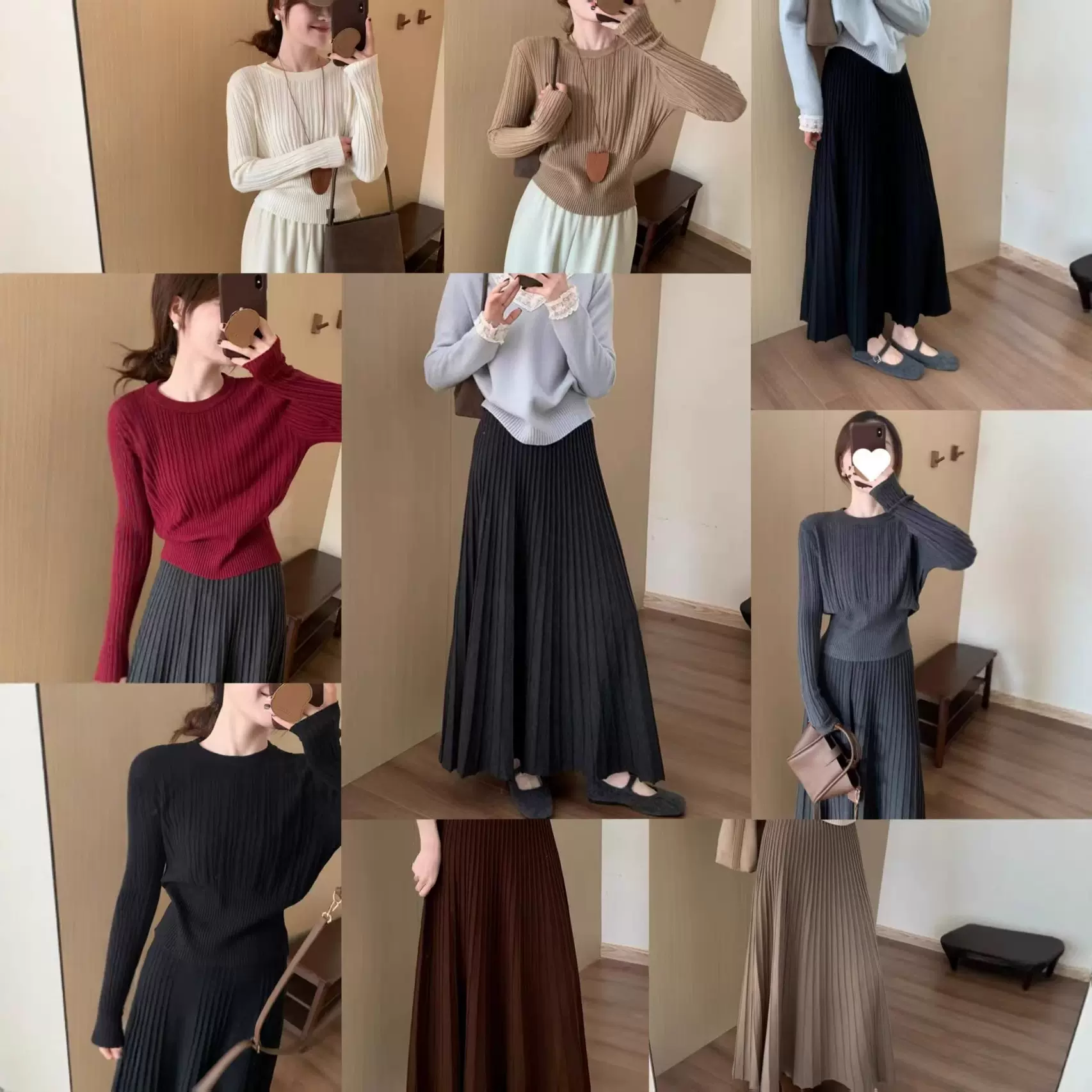 阿诗蜜羊绒高腰显瘦气质百褶半身裙韩版百搭休闲淑女针织打底衫女