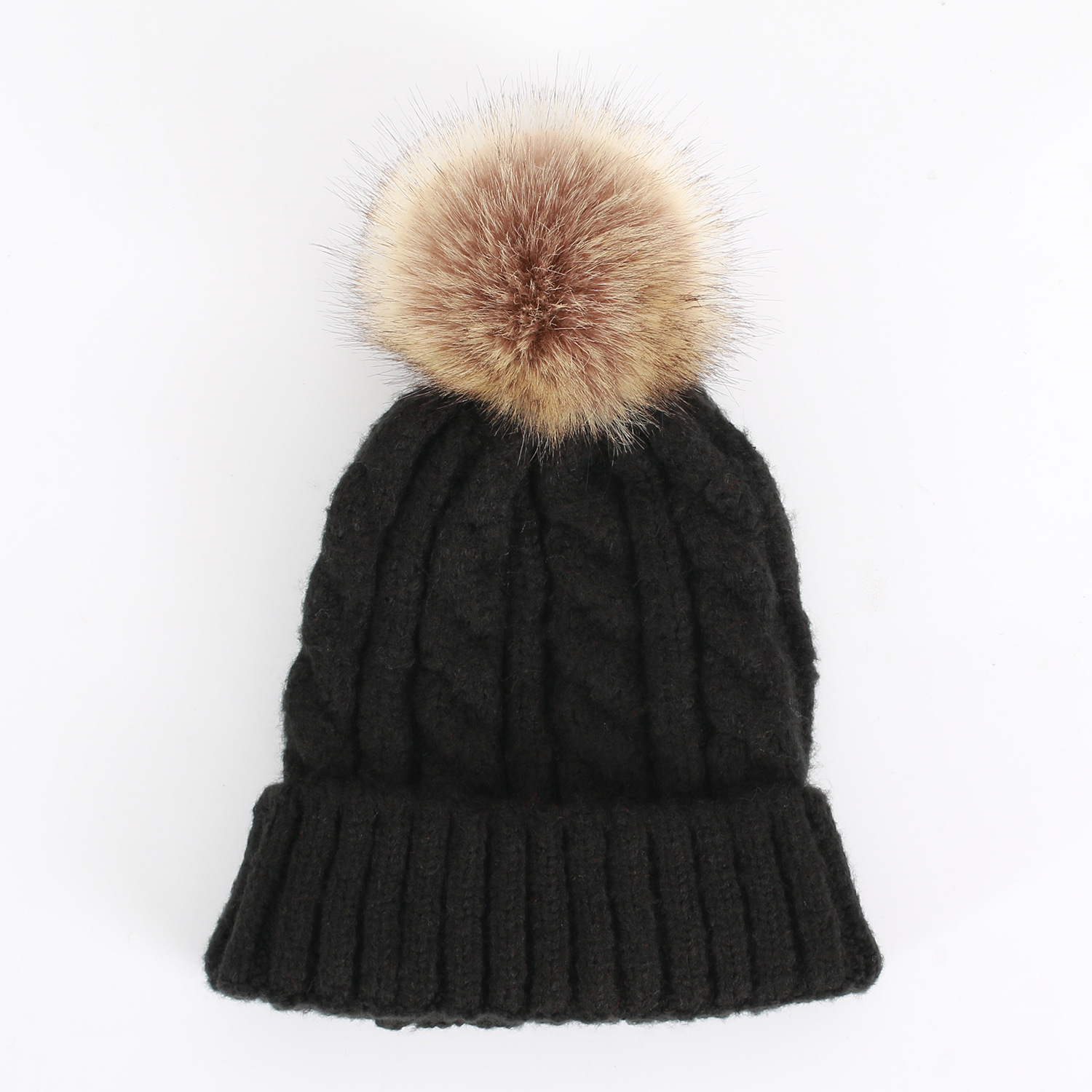 Gorro de lino grueso con patrón de una sola capa para mujer, versión coreana, tejido de Cachemira de mezcla de color sólido para otoño e invierno_voghion.com