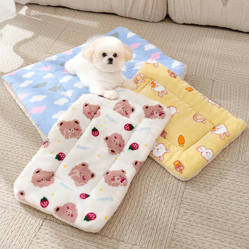Cartoon Bear Flannel Roll Cat Pet Blanket Dog Mat Quilt Dog Household Pet Supplies Four Seasons Universal