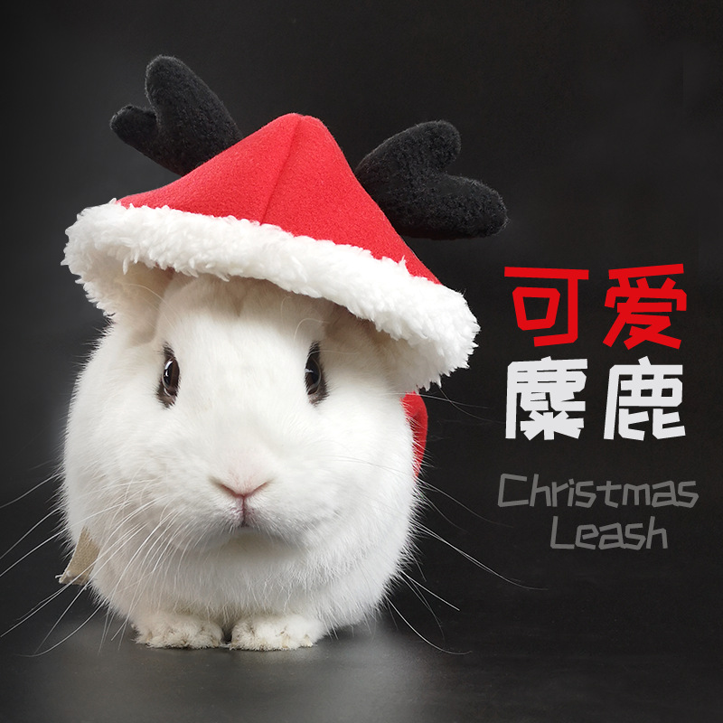Ropa de conejo cuerda de tracción Linda Navidad Año Nuevo ropa de conejo para mascotas ropa de abrigo engrosada forrada de lana ropa para mascotas
