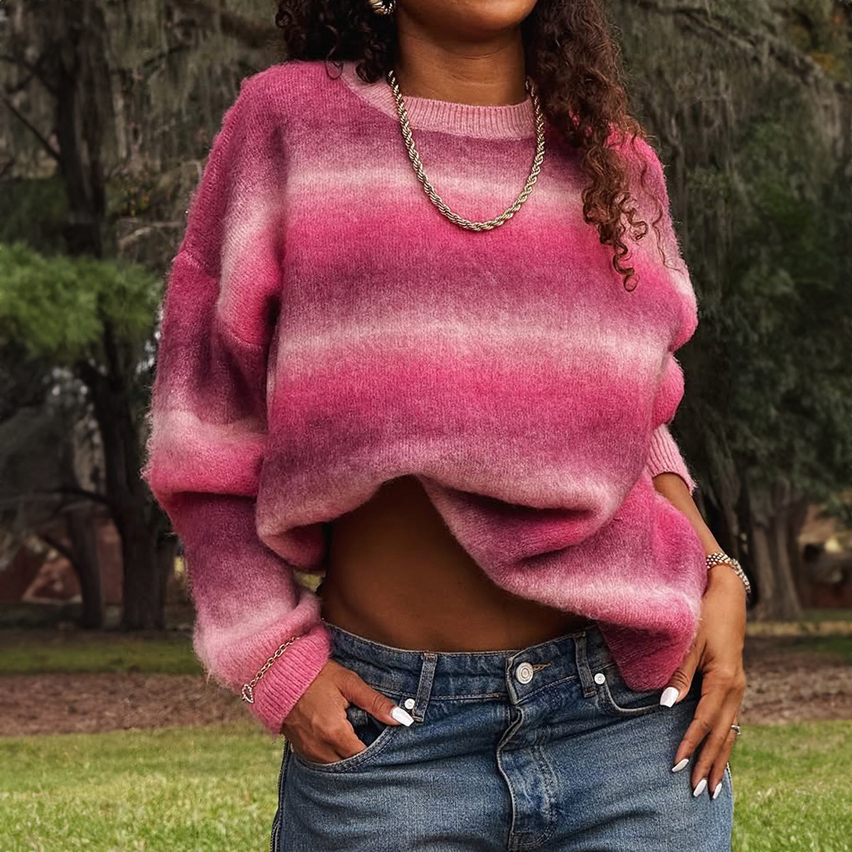 Kaikuo transfronterizo Europa y América moda casual de cuello redondo abrigo de lana suéter de mujer 2025 otoño y invierno estación independiente de Amazon image 6