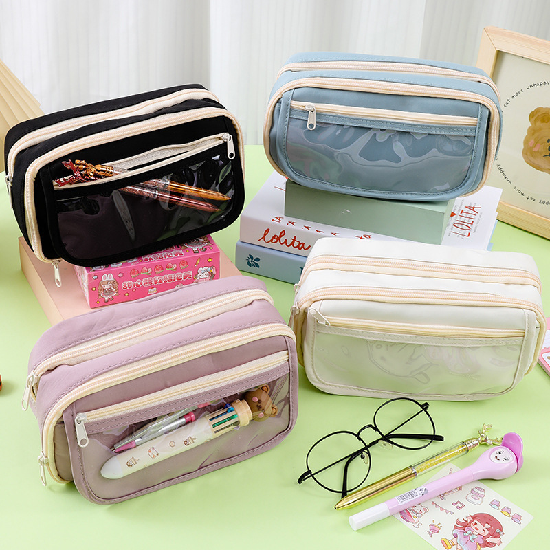 新しい透明鉛筆バッグ 9 層パンダ鉛筆バッグ大容量文具箱中学生女子高価値鉛筆|undefined