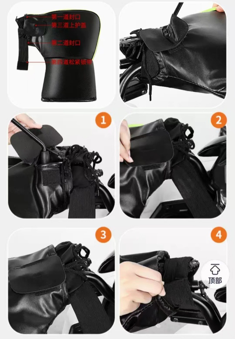 Winter Handlebar Covers for Electric Motorcycles, Universal Windproof and Thickened Wool Handlebar Covers for Three-Wheeled Vehicles