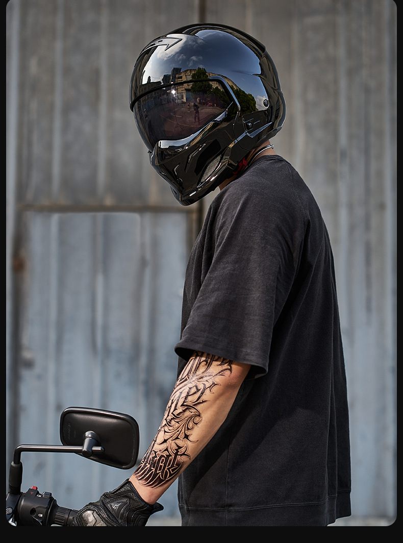 3C Retro Motorcycle Helmet Full Helmet Electric Motorbike Scooter Helmet
