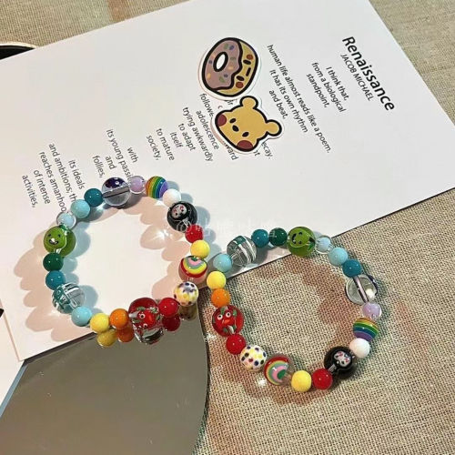 Summer Dopamine Couple Bracelet Beads Simple Bracelet Cute Bow Jewelry Fashion Accessory Unisex