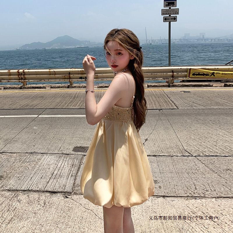 Rich Girl's Elegant Bow-Knot Cute Suspender Dress for Women, Summer Thin Style, Slimming, Petite, Floral Bud Dress Rich Girl's Elegant Bow-Knot Cute Suspender Dress for Women, Summer Thin Style, Slimming, Petite, Floral Bud Dress
