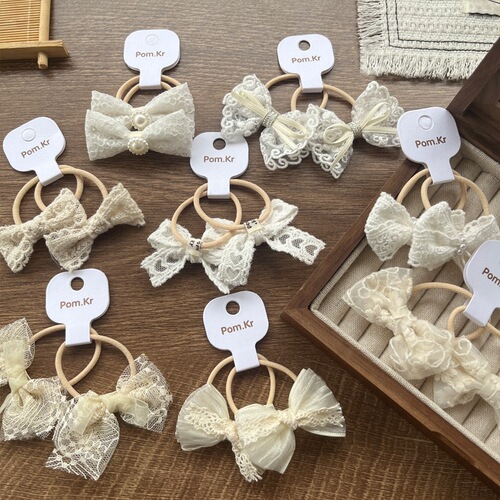 New Cute Lace Butterfly Knot Hair Ring Children Fashion Versatile Hair Ties Rubber Bands Hair Ring Ponytail Ring Lace Flower Edge
