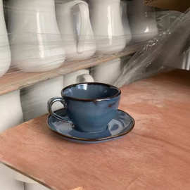 高颜值复古窑变陶瓷冷釉杯精致下午茶浓咖啡小杯碟早餐杯杯碟套装