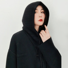 山羊绒帽子女围脖脖套一体秋冬季韩版三针加厚保暖护耳帽叠搭神器