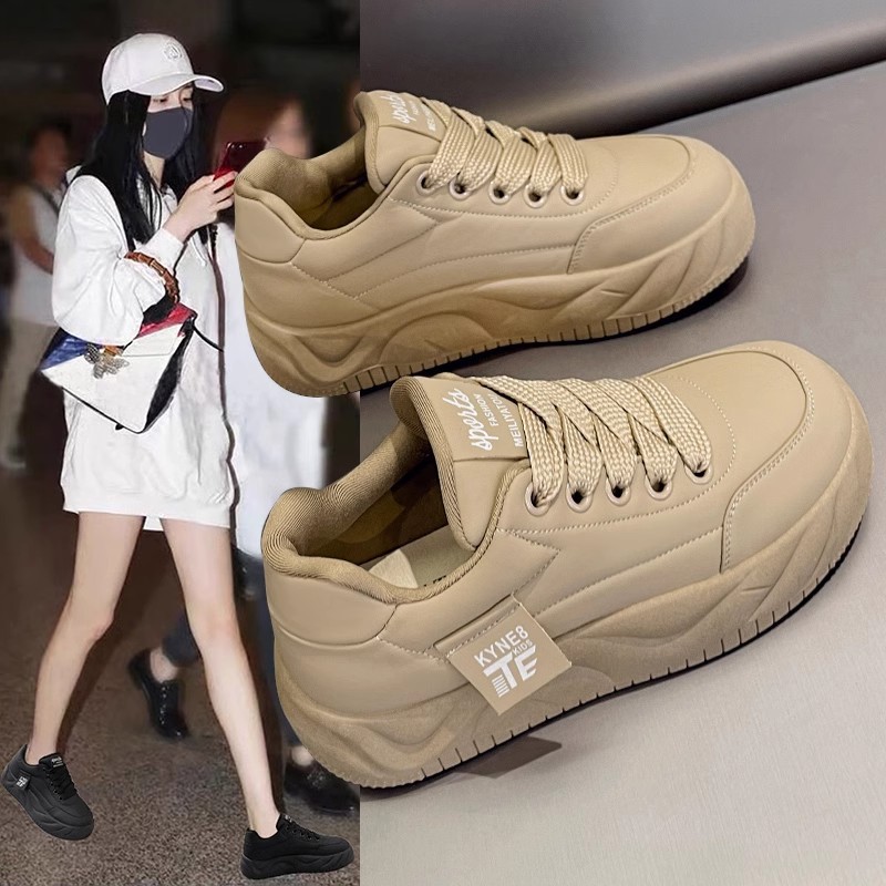 超火百搭休闲板鞋女2025春季新款厚底老爹鞋松糕运动面包鞋ins潮