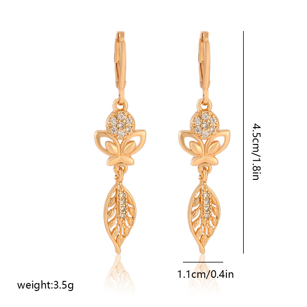 7g Weight Copper Ear Needle Material Zircon Inlay Material Drop Earrings Classification 1 Pair Quantity Date, Tea Party Occasion Copper Material Leaves, Heart Shape, Butterfly Pattern Women's Gender Plating, Inlay Design Modern Style, Classic Style Style 1 Pair Modern Style Classic Style Leaves Heart Shape Butterfly Plating Inlay Copper Zircon Drop Earrings 4