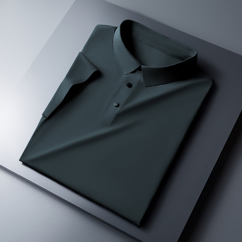 Camiseta de polo de hombre de negocios sin marcas verano sensación de hielo piel transpirable camiseta de seda de hielo ropa de trabajo de manga corta puede imprimir LOGO