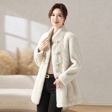 妈妈冬装加厚皮草外套中长款中年女装秋冬水貂绒皮毛一体大衣批发