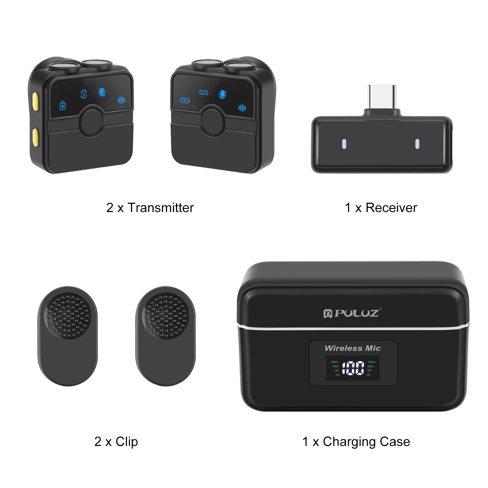 PULUZ Fat Niu Wireless Laptop Clip Micrófono Grabación en vivo Reducción de ruido Uno para dos Micrófono de cámara de computadora