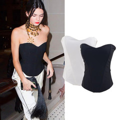 2023夏季新款女士性感純色打底背心歐美風立體魚骨束身抹胸上衣