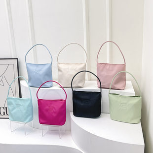 Nylon one-shoulder bag, Korean style, with embroidery, Birthday gift